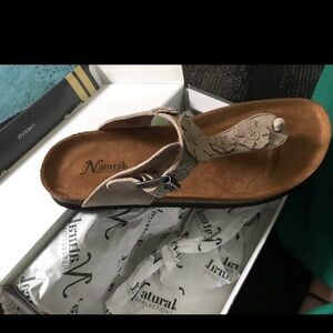 Natural Reflections Beige Floral Sandals